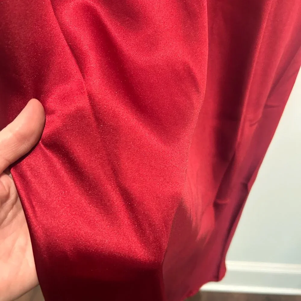 glam Ruby Red Satin Maxi Skirt